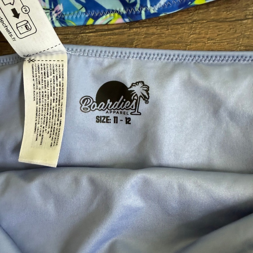 Boardies Bikini Girls Size 11-12 Blue Floral Ruffles Sustainable - Picture 6 of 10